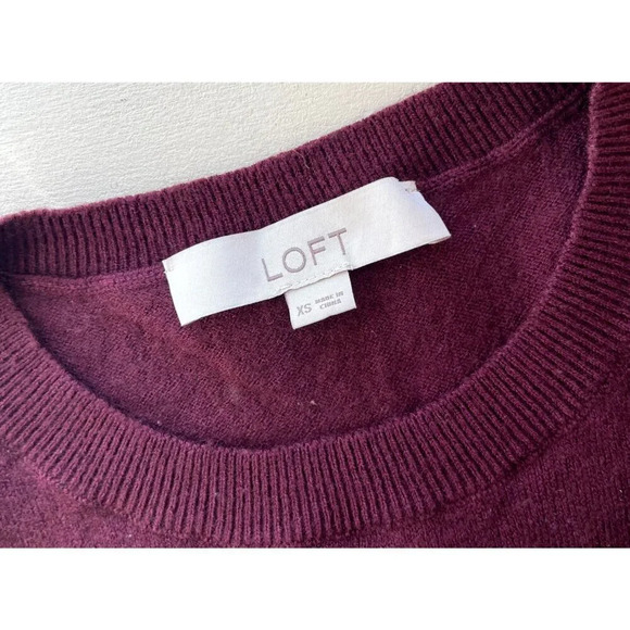 LOFT Mixed Material Maroon Sweater XS - Picture 4 of 5